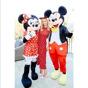 RARE Reformation Gavin Hearts MIDI Dress Red 10 Slit Disney Minnie Nicky Hilton